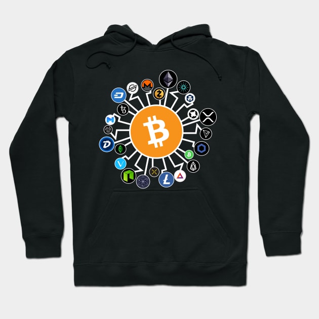 Crypto Cryptocurrency Bitcoin Chainlink Tezos Hoodie by BitcoinSweatshirts